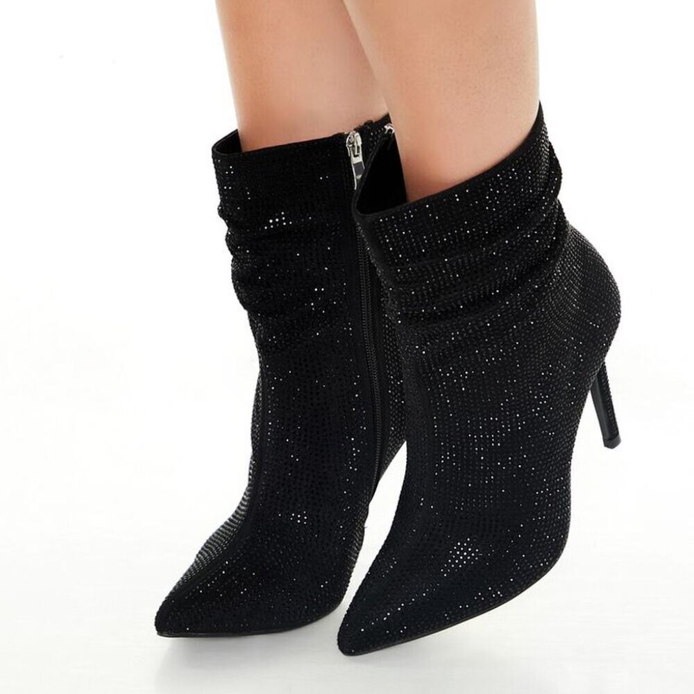 Rhinestone Stiletto Booties - WORN TWICE